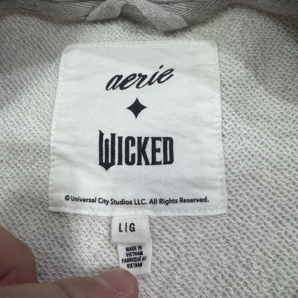 Aerie x Wicked Sweatshirt Womens L Gray Crewneck Fleece Oversized Movie - Picture 2 of 8